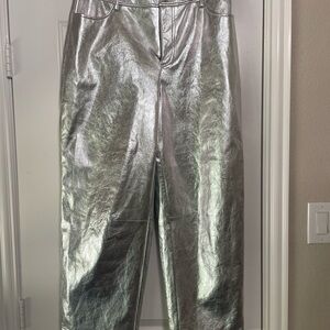 Women's Silver Metallic Wide Leg Pants